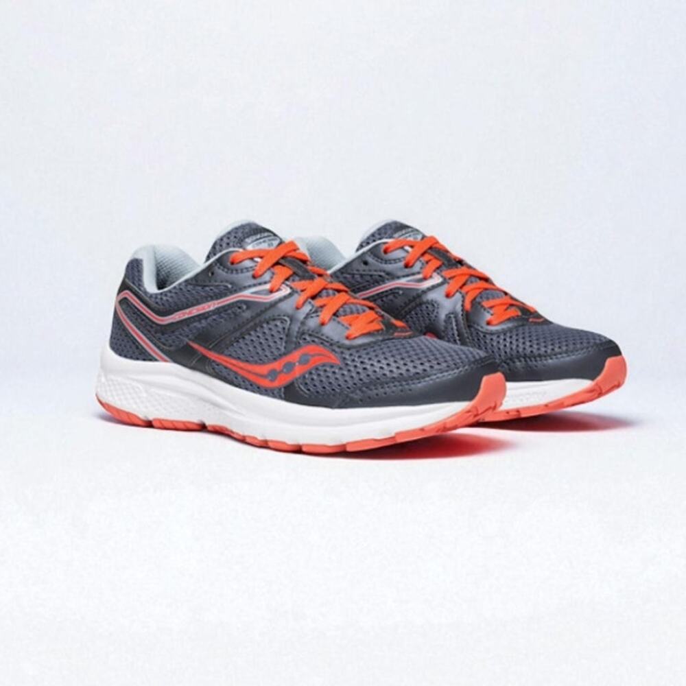 SAUCONY Cohesion 11 Running Shoe Women 9.5 Grey/Red Athletic Comfort Outdoor